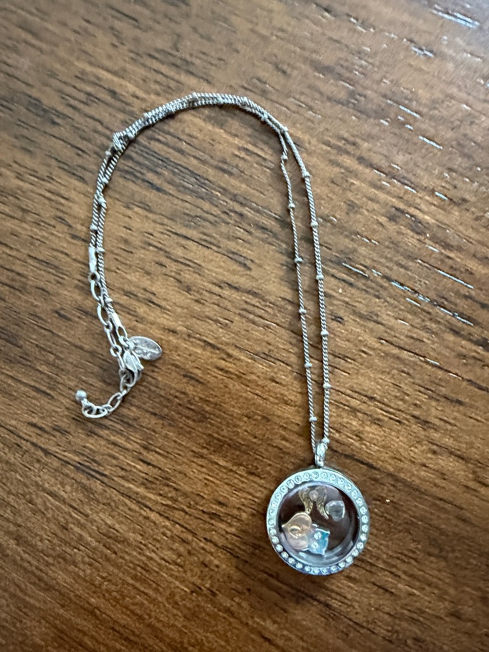 Origami Owl Silver Floating Charm Necklace with Clear Accents
